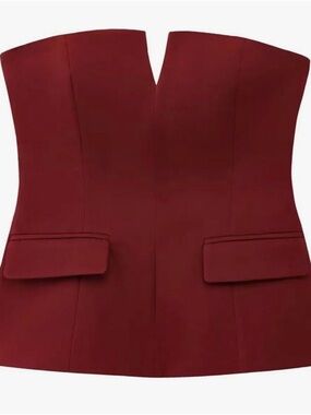 Strapless Peplum Bustier Top in Burgundy